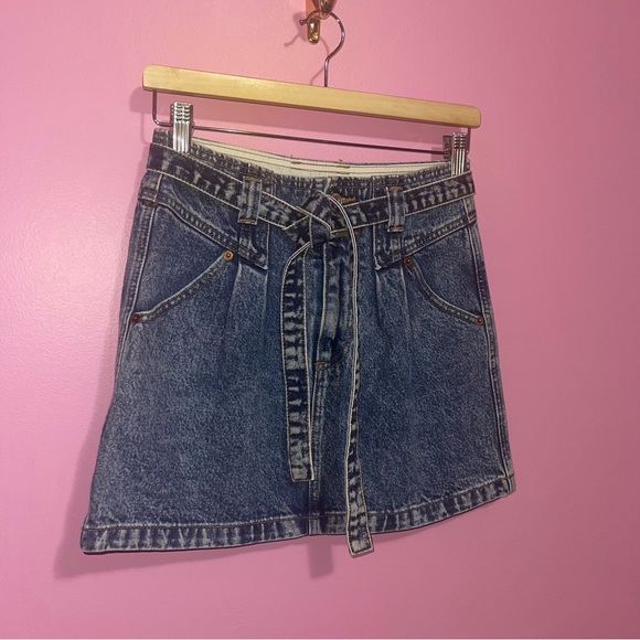 Abercrombie & Fitch Jean Skirt Women’s Size 4 US Blue Denim Belted Short Mini - Picture 3 of 8